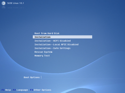 Erster Installtionsscreen